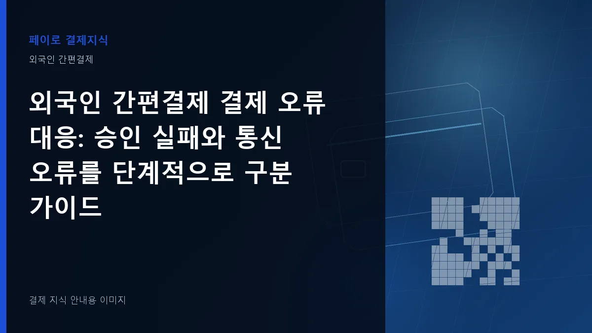외국인 간편결제 결제 오류 대응 기준을 설명하는 결제 지식 안내 이미지