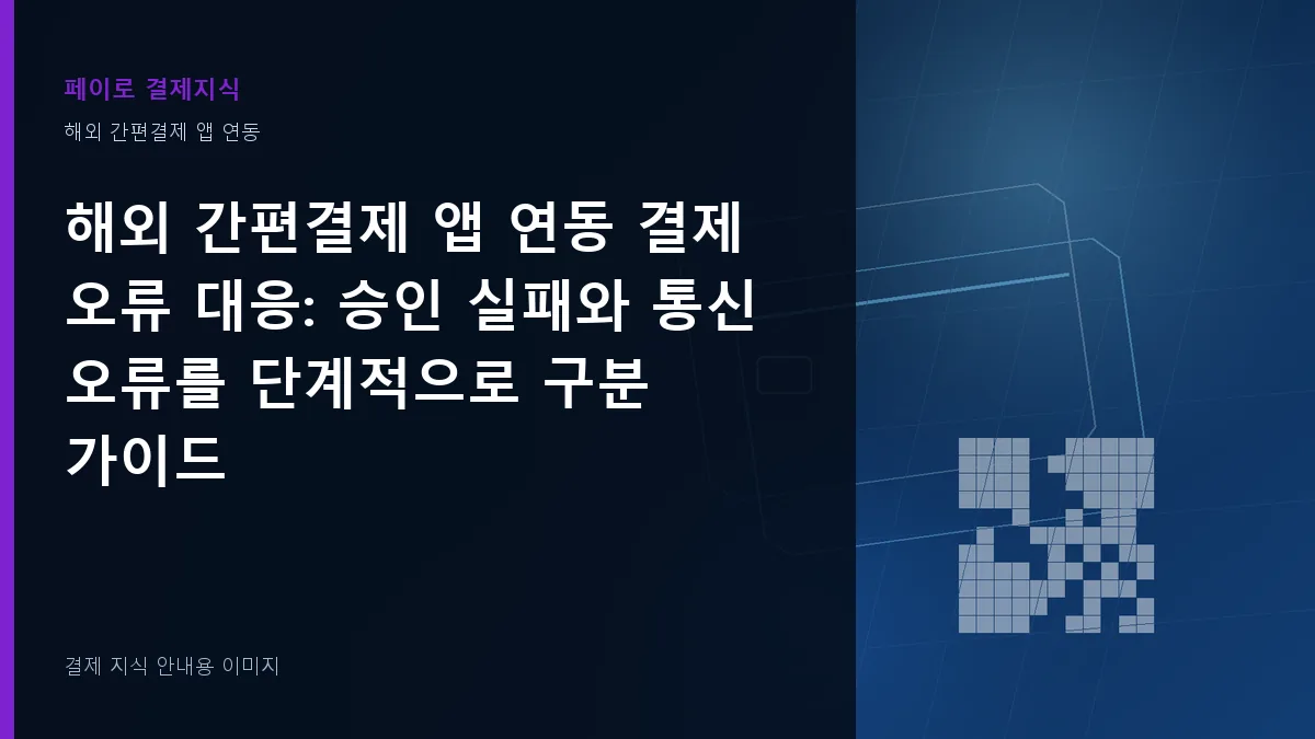 해외 간편결제 앱 연동 결제 오류 대응 안내 이미지