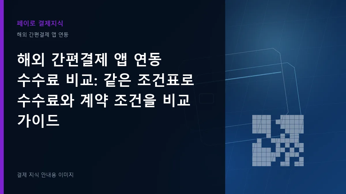 해외 간편결제 앱 연동 수수료 비교 기준을 설명하는 결제 지식 안내 이미지