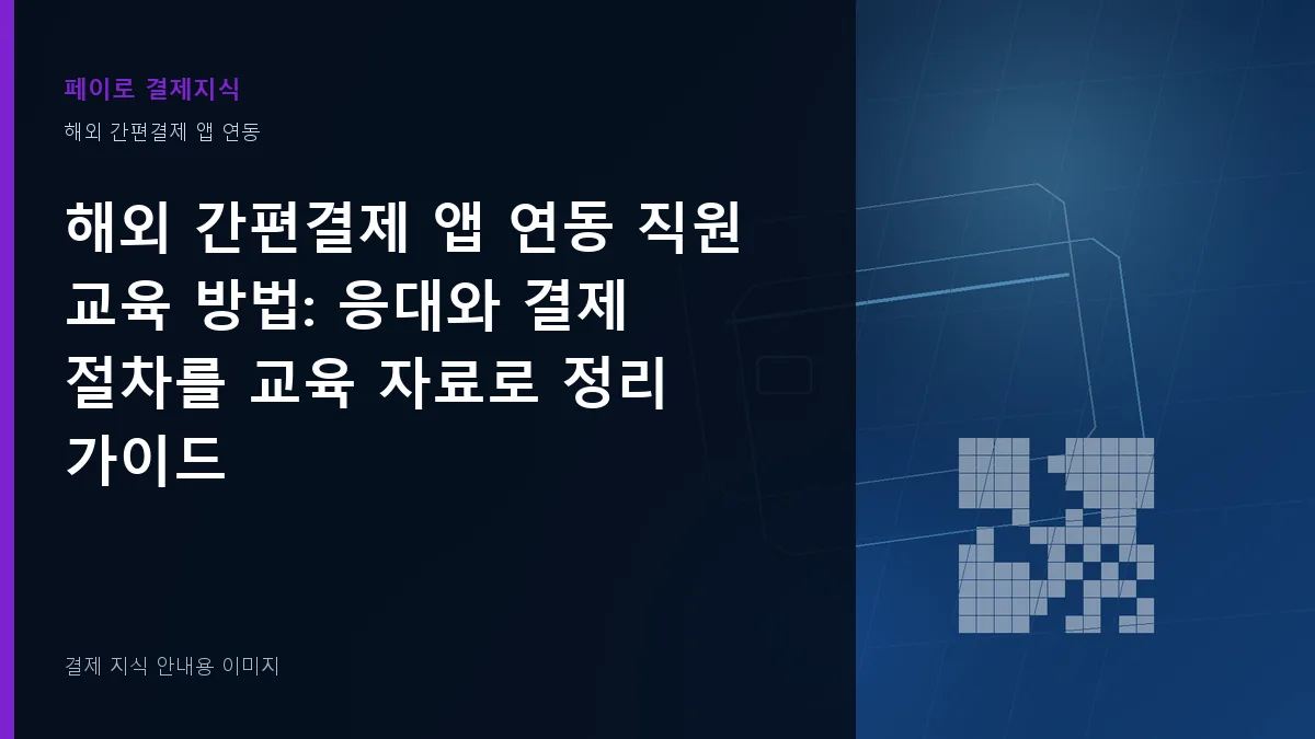 해외 간편결제 앱 연동 직원 교육 방법 기준을 설명하는 결제 지식 안내 이미지