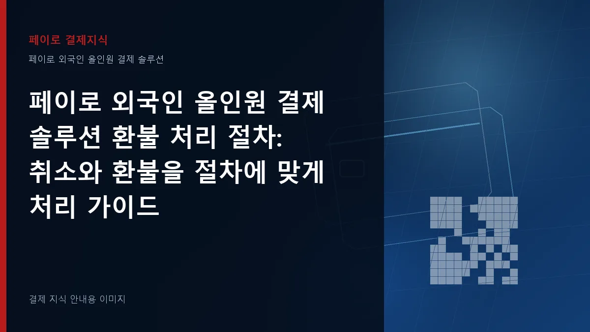 페이로 외국인 올인원 결제 솔루션 환불 처리 절차 기준을 설명하는 결제 지식 안내 이미지