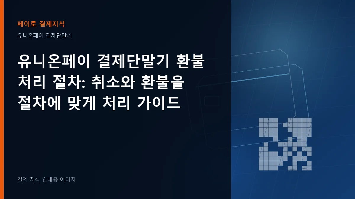 유니온페이 결제단말기 환불 처리 절차 기준을 설명하는 결제 지식 안내 이미지